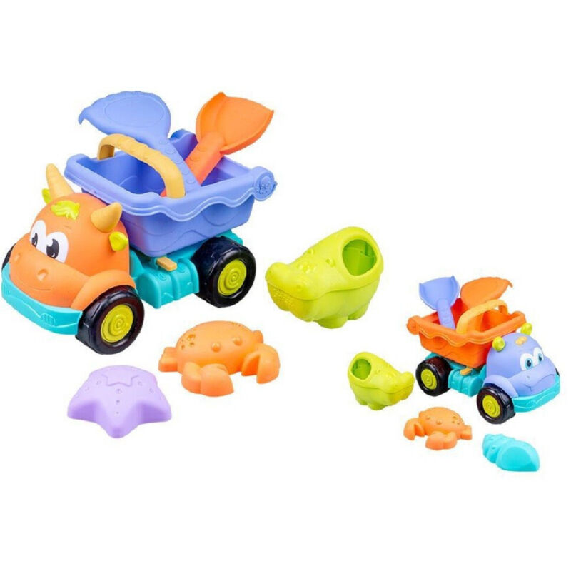 foto del prodotto trade shop set 6pz giochi mare spiaggia sabbia camion animale per bambini 2 colori 6558017 