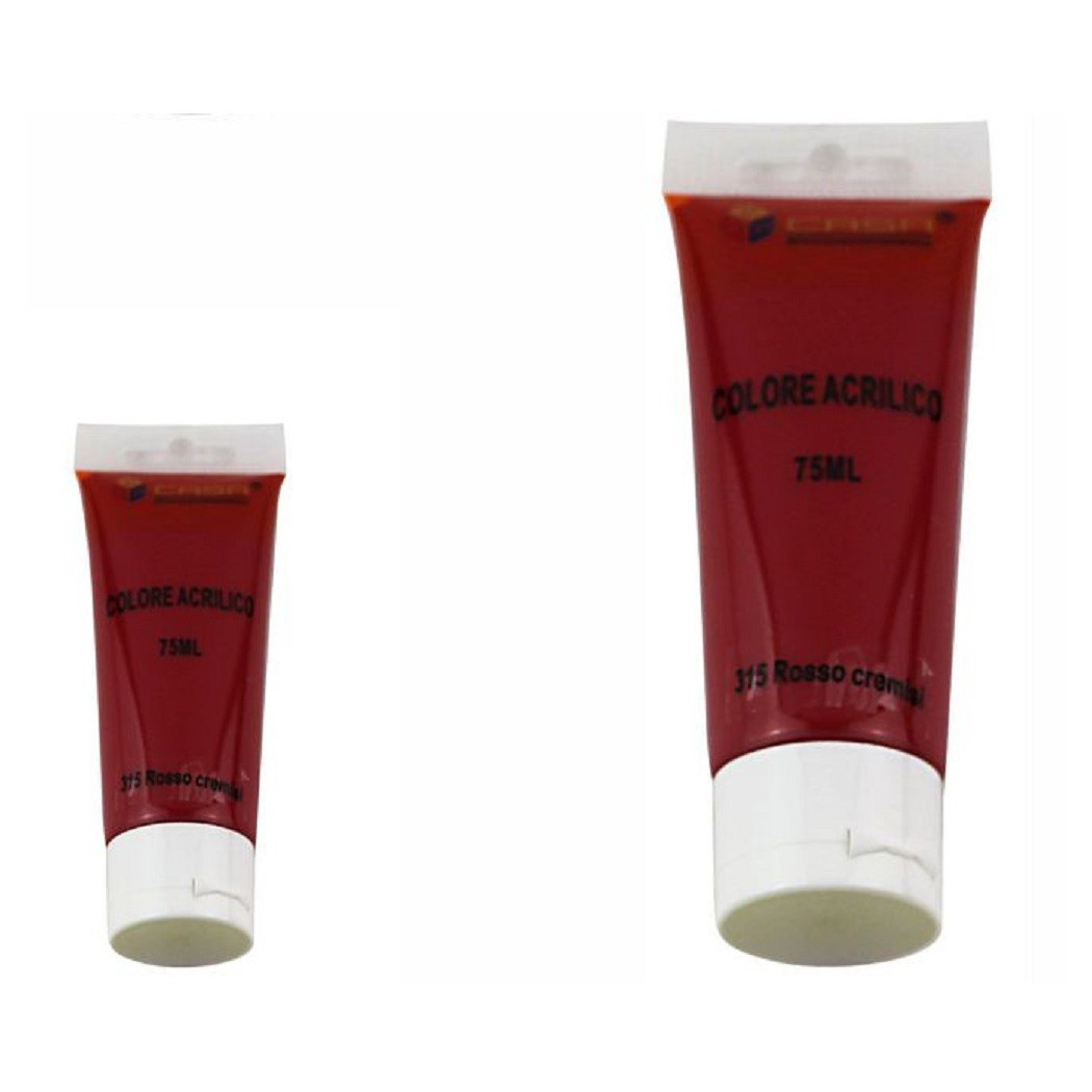 foto del prodotto trade shop set 6pz pittura acrilica vernice confezione colore rosso cremisi tubo 75ml 07501 