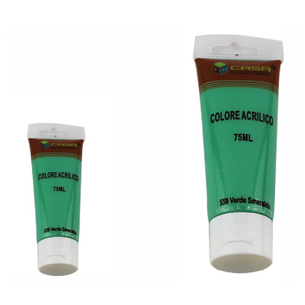 foto del prodotto trade shop set 6pz pittura acrilica vernice confezione colore verde smeraldo tubo 75ml 07499 