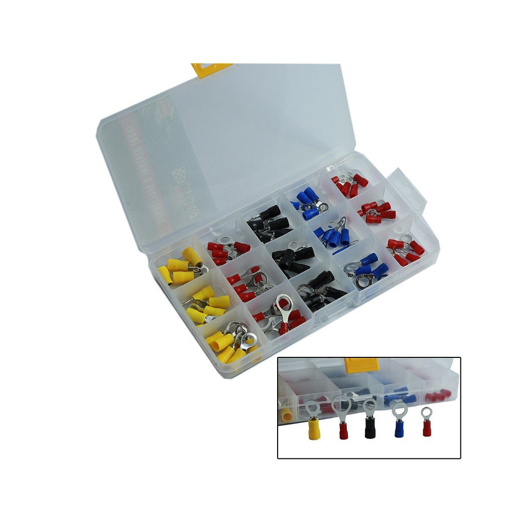 foto del prodotto trade shop set 75 connettori tondi a innesto terminali elettrici preisolati 75 pz 