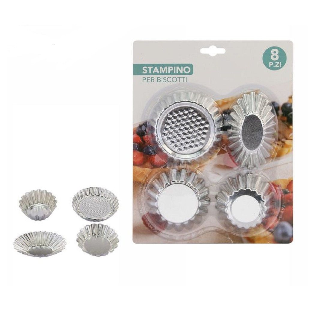 foto del prodotto trade shop set 8 formine per biscotti pirottini stampi dolci crostatine stampini misti 74134 