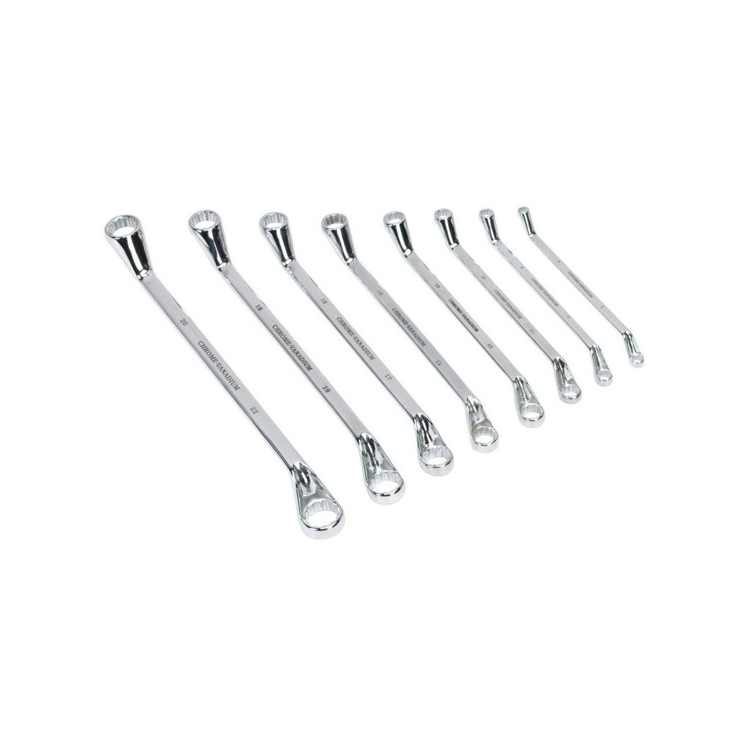 foto del prodotto trade shop set 8 pezzi chiavi chiave anello anelli ring spanner 6 a 20 mm 7 a 22 mm fisse acciaio 