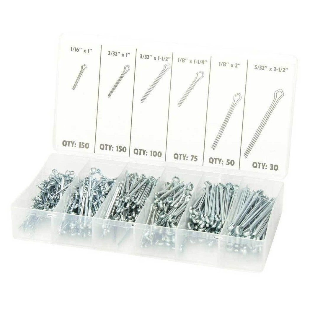 foto del prodotto trade shop set assortimento 555 pezzi coppiglie perni fermi di sicurezza varie misure 