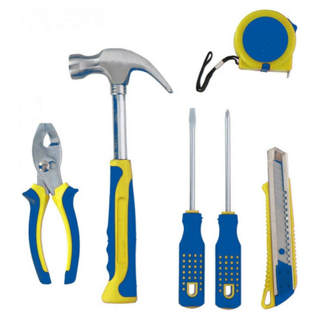 foto del prodotto trade shop set attrezzi da lavoro 6pz kit utensili fai da te con martello pinze cacciavite 