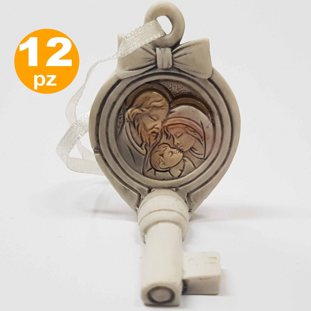 foto del prodotto trade shop set bomboniere chiave fiocco gancio nativit giuseppe madonna bambino ceramica 
