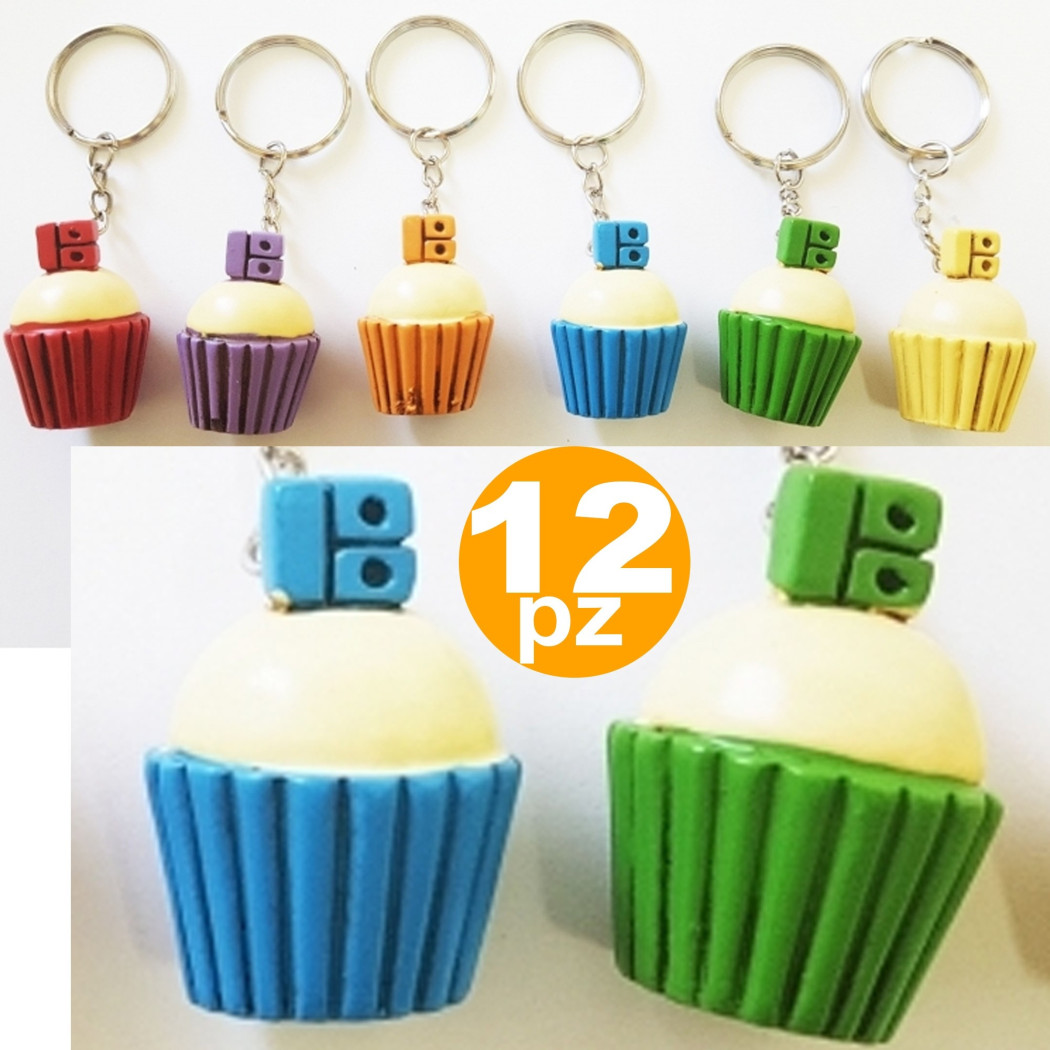 foto del prodotto trade shop set bomboniere cup cake dolci per festa compleanno 18 anni ceramica porta chiave 