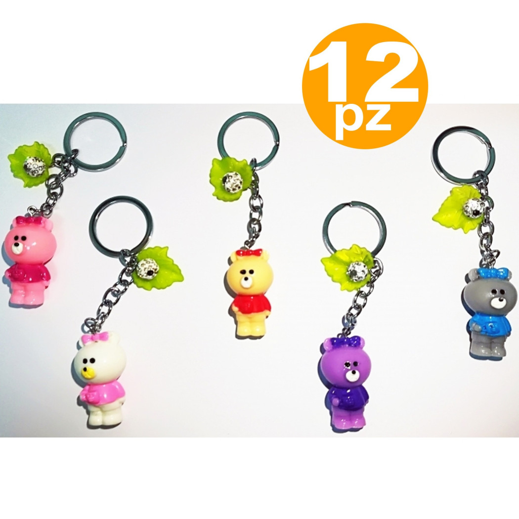 foto del prodotto trade shop set bomboniere portachiavi orsetti cuore love primo compleanno 18 anni comunione 