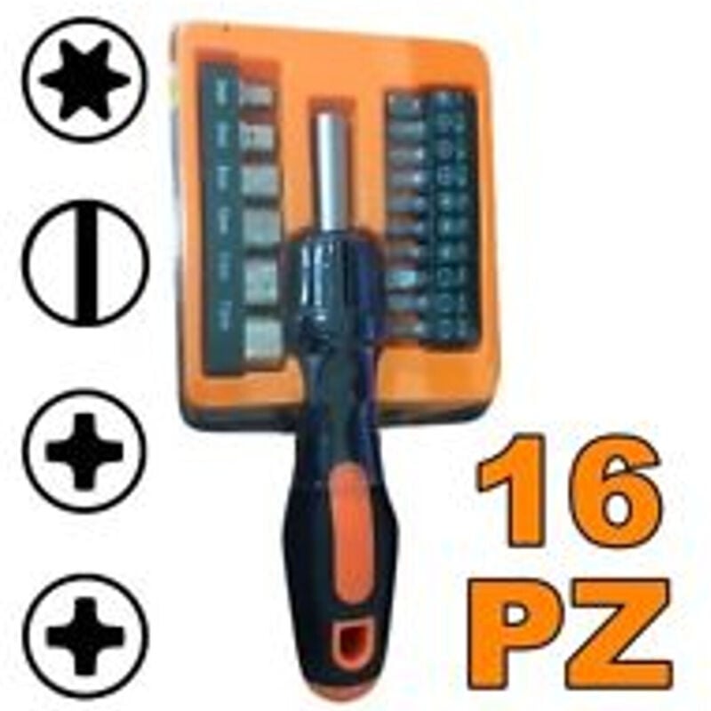 foto del prodotto trade shop set cacciavite 16 punte assortite tools di precisione taglio stella intaglio 