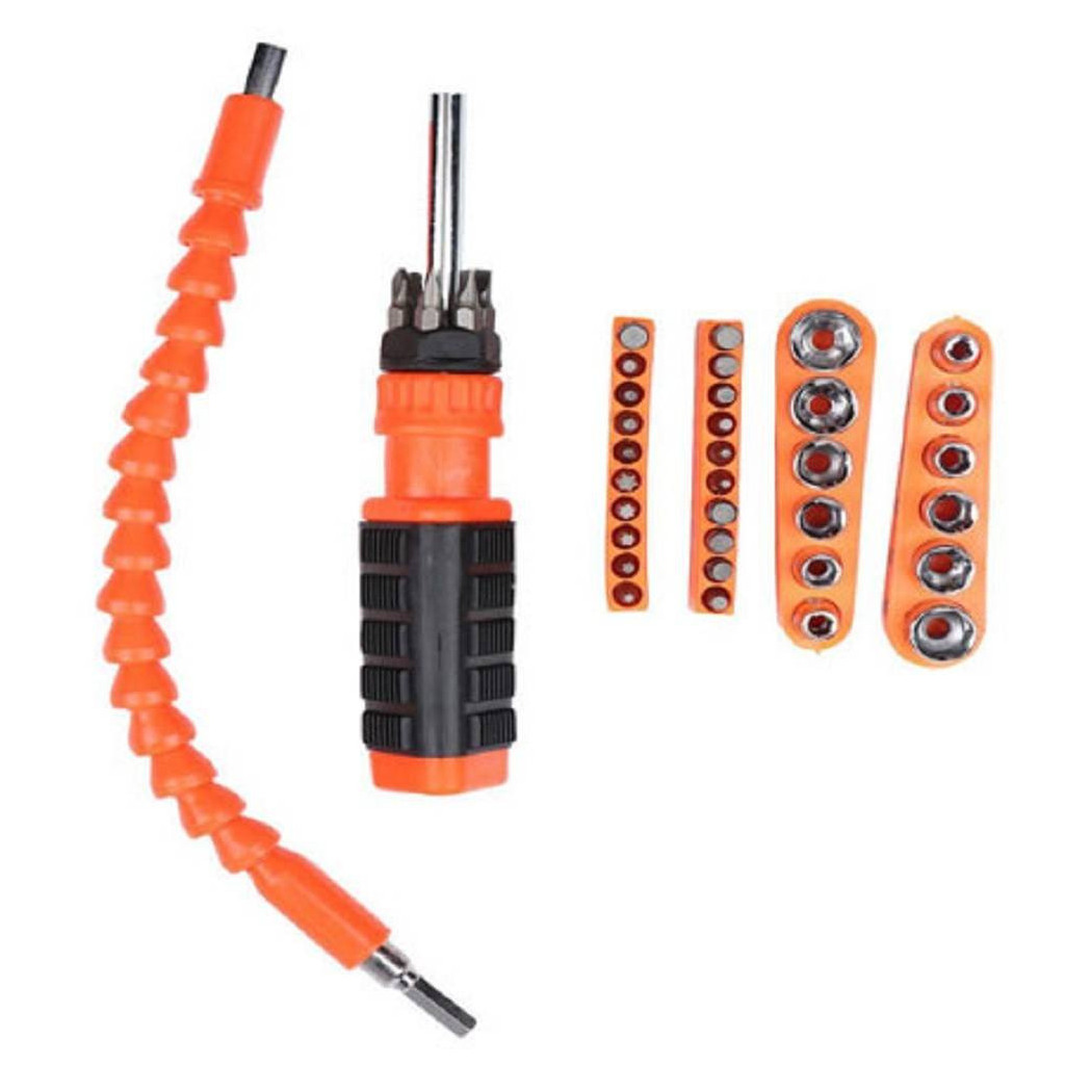foto del prodotto trade shop set cacciavite 44 pz punte a stella torx croce esagonali bussole albero 94229 