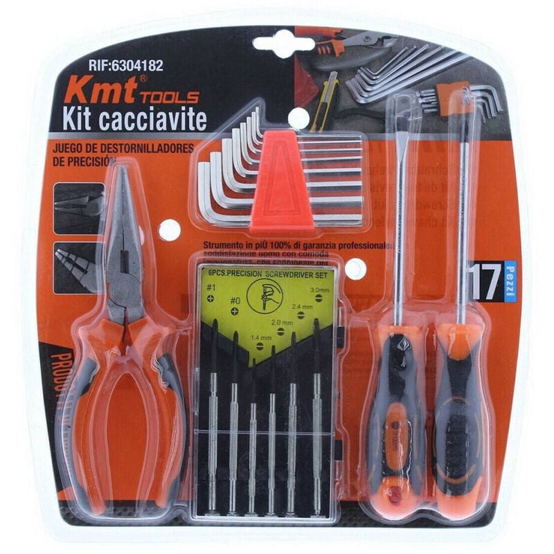 foto del prodotto trade shop set cacciaviti di precisione 17 accessori con pinza giravite chiavini eesagonali 