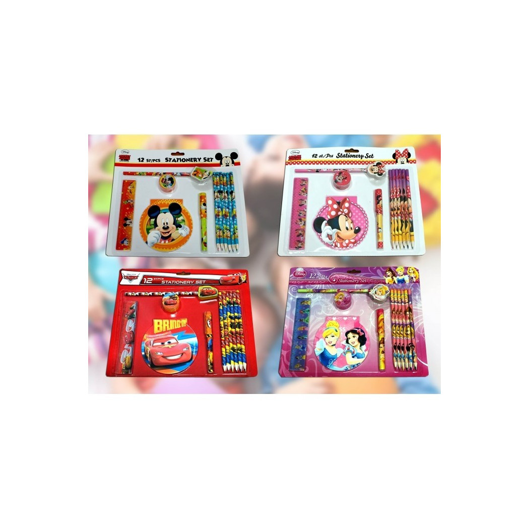 foto del prodotto trade shop set cancelleria scuola 12 pezzi con personaggi disney stationary set in blister 