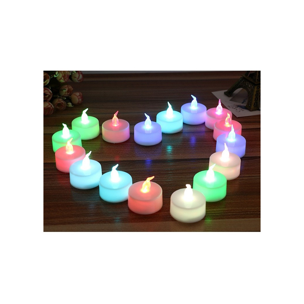 foto del prodotto trade shop set candele candeline a batteria tea light a led multicolore rgb effetto fiamma 