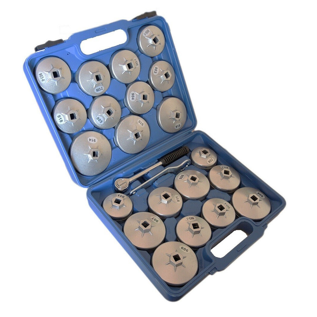 foto del prodotto trade shop set chiave chiavi tazza bussola filtro olio auto 23 pz cricchetto custodia 
