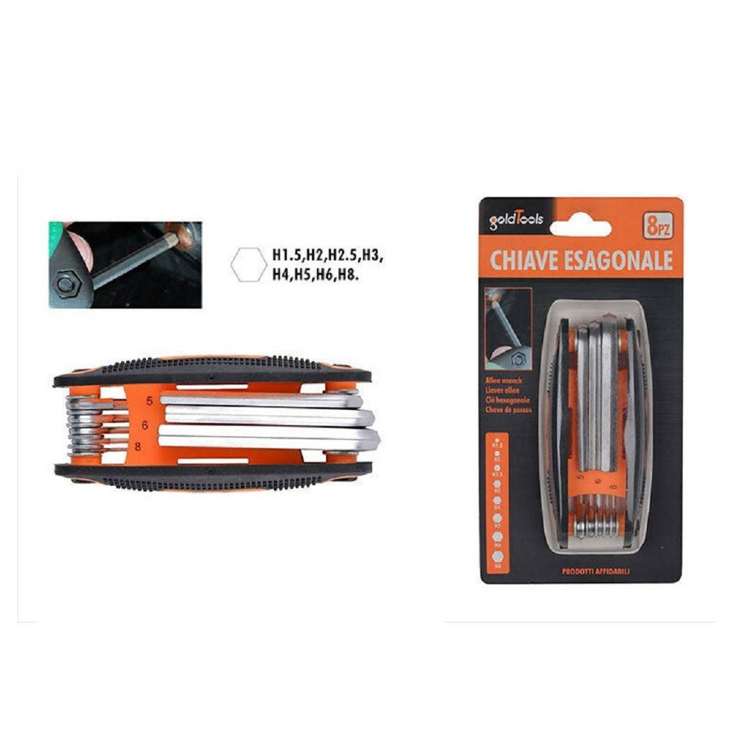 foto del prodotto trade shop set chiave esagonale 8 chiavi fai da te ferramenta lavoro chiavini pieghevoli 
