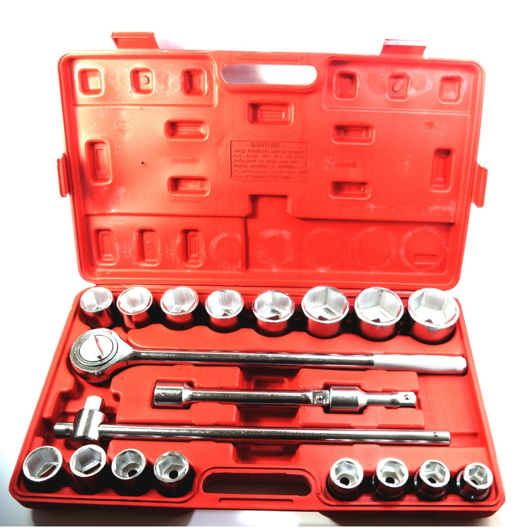 foto del prodotto trade shop set chiavi a bussola 3 4 21 pz. 19 50mm per camion e trattori chrome vanadium 