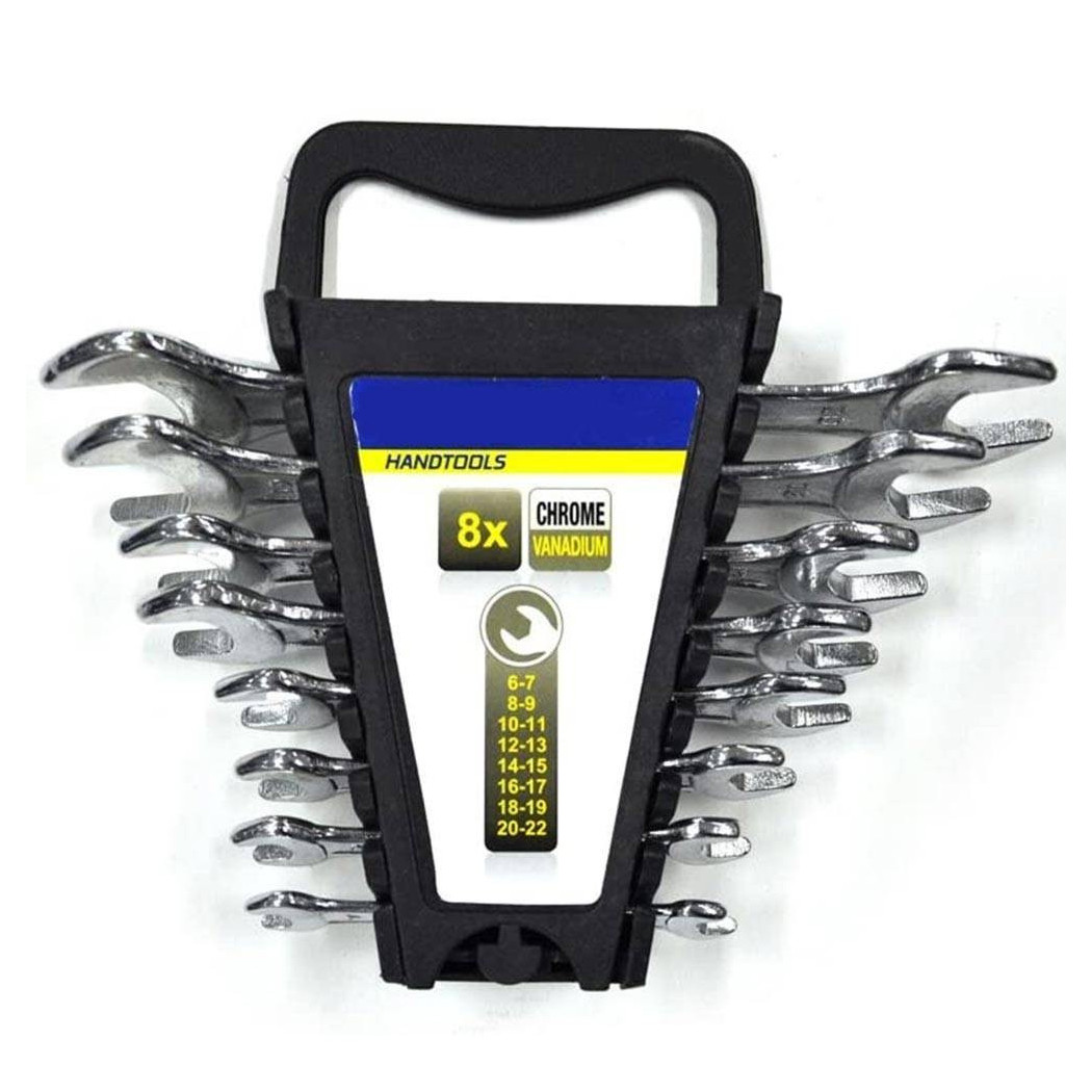 foto del prodotto trade shop set chiavi inglesi combinate 8pz 6 22mm in acciaio cromo vanadio con astuccio 