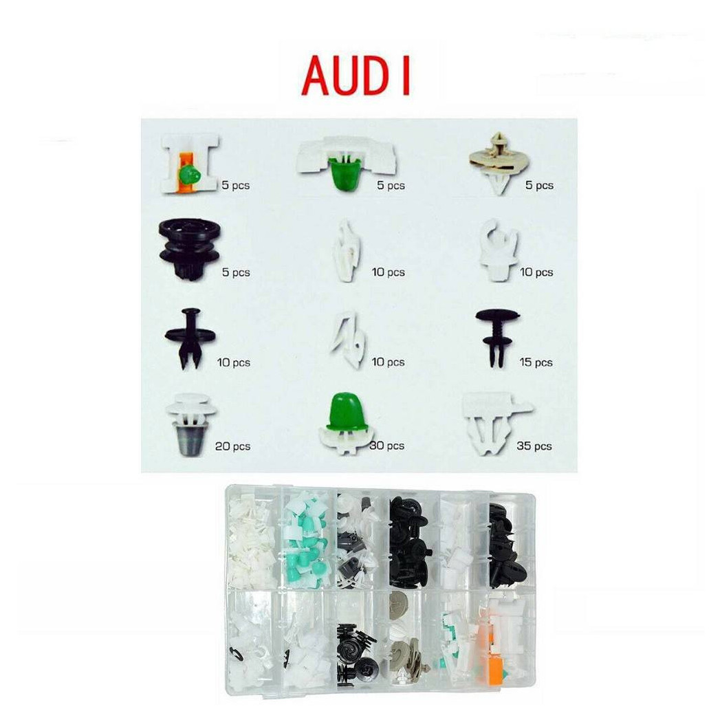 foto del prodotto trade shop set clip di fissaggio per auto audi confezione 150 pezzi ricambi plastica 