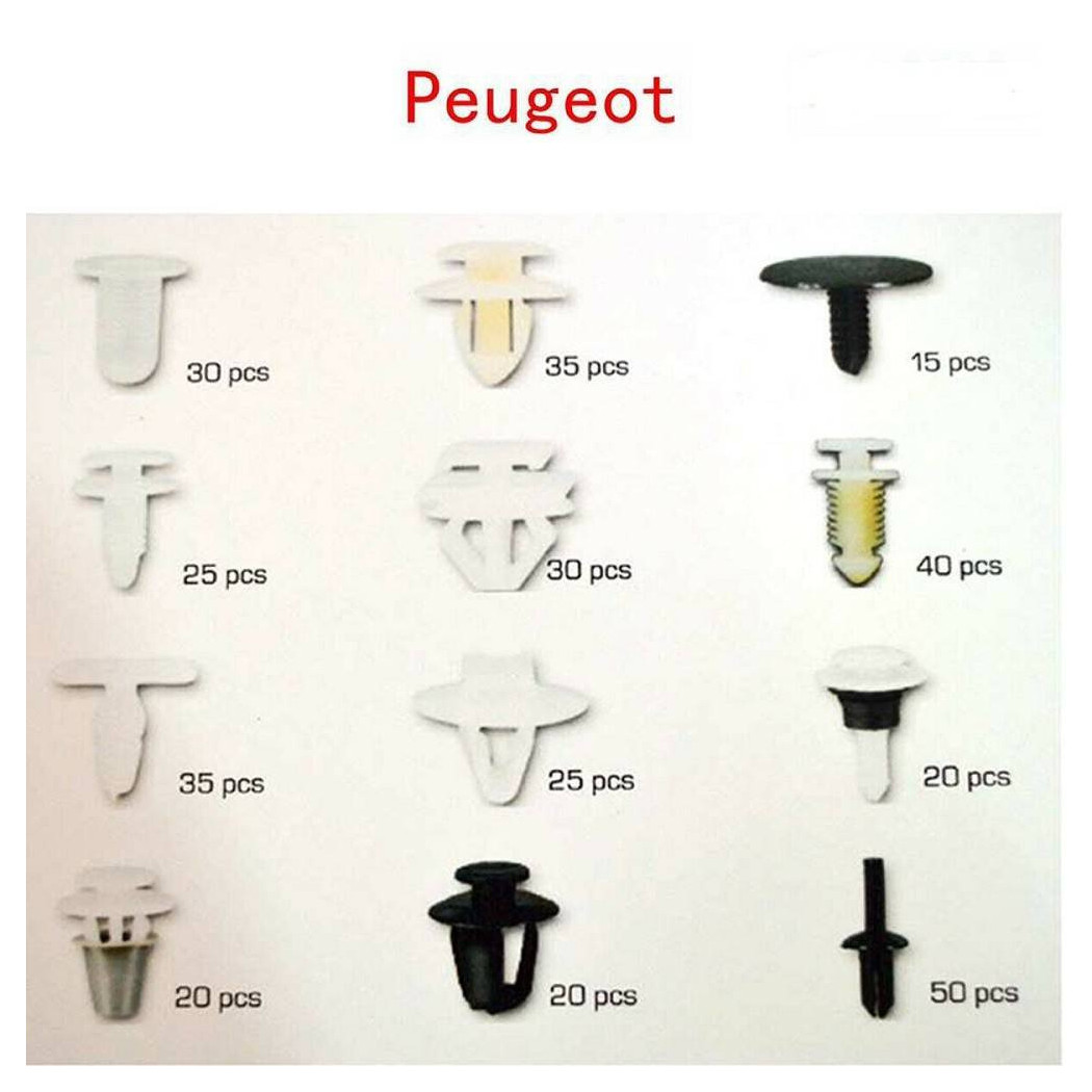 foto del prodotto trade shop set clip di fissaggio per auto peugeot confezione 345 pezzi ricambi plastica 