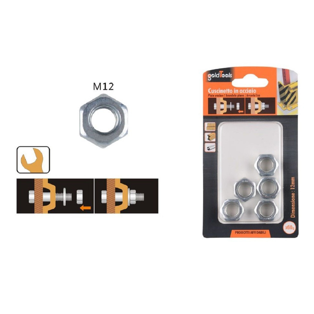 foto del prodotto trade shop - set confezione 60gr. dado dadi esagonali bulloni dimensione m12 filettati 90855 -