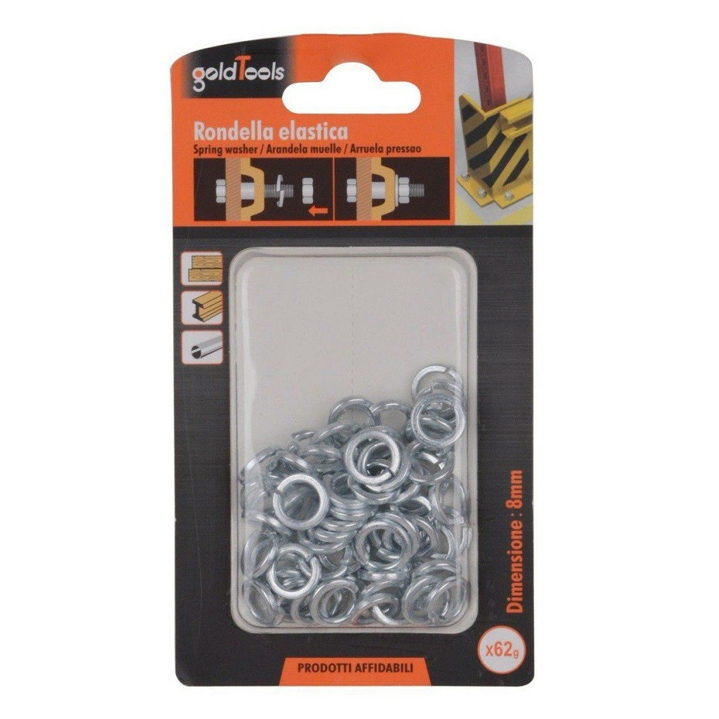 foto del prodotto trade shop - set confezione 62 gr. rondelle elastiche in acciaio rondella diametro 8 mm 90836 -