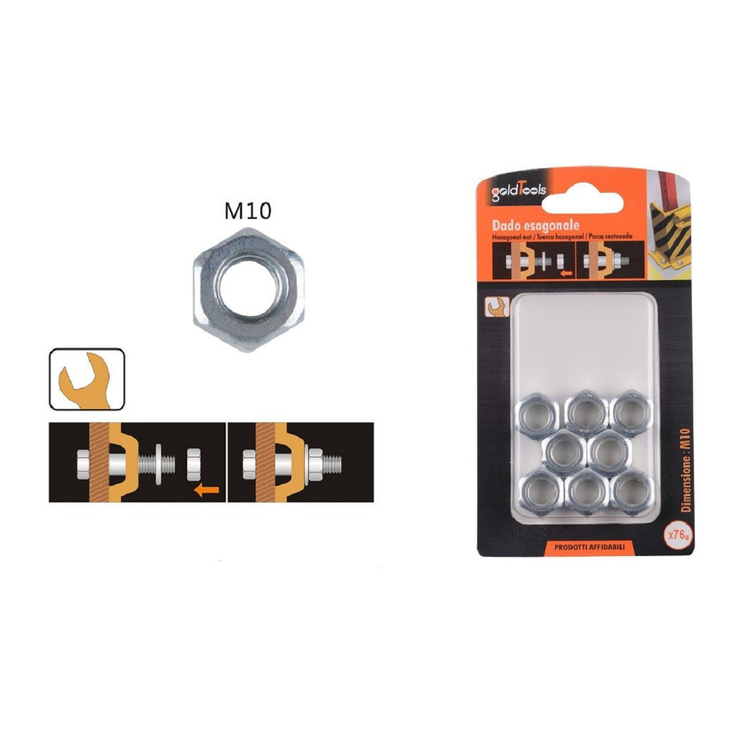 foto del prodotto trade shop - set confezione 76gr. dado dadi esagonali bulloni dimensione m10 filettati 90854 -