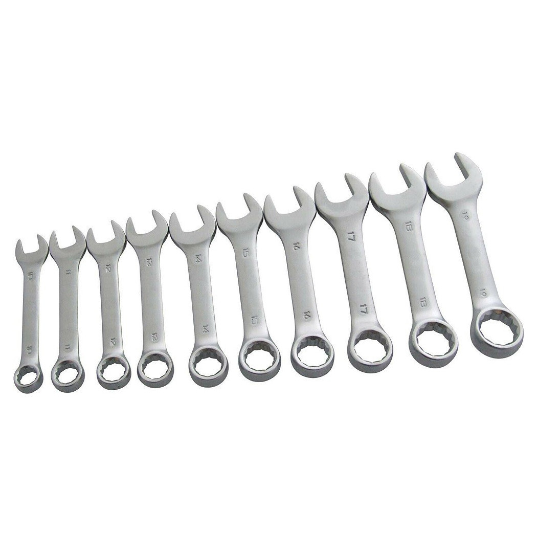 foto del prodotto trade shop set da 10 pz chiavi inglese combinate fisse e stella corte 10 a 19mm in acciaio 