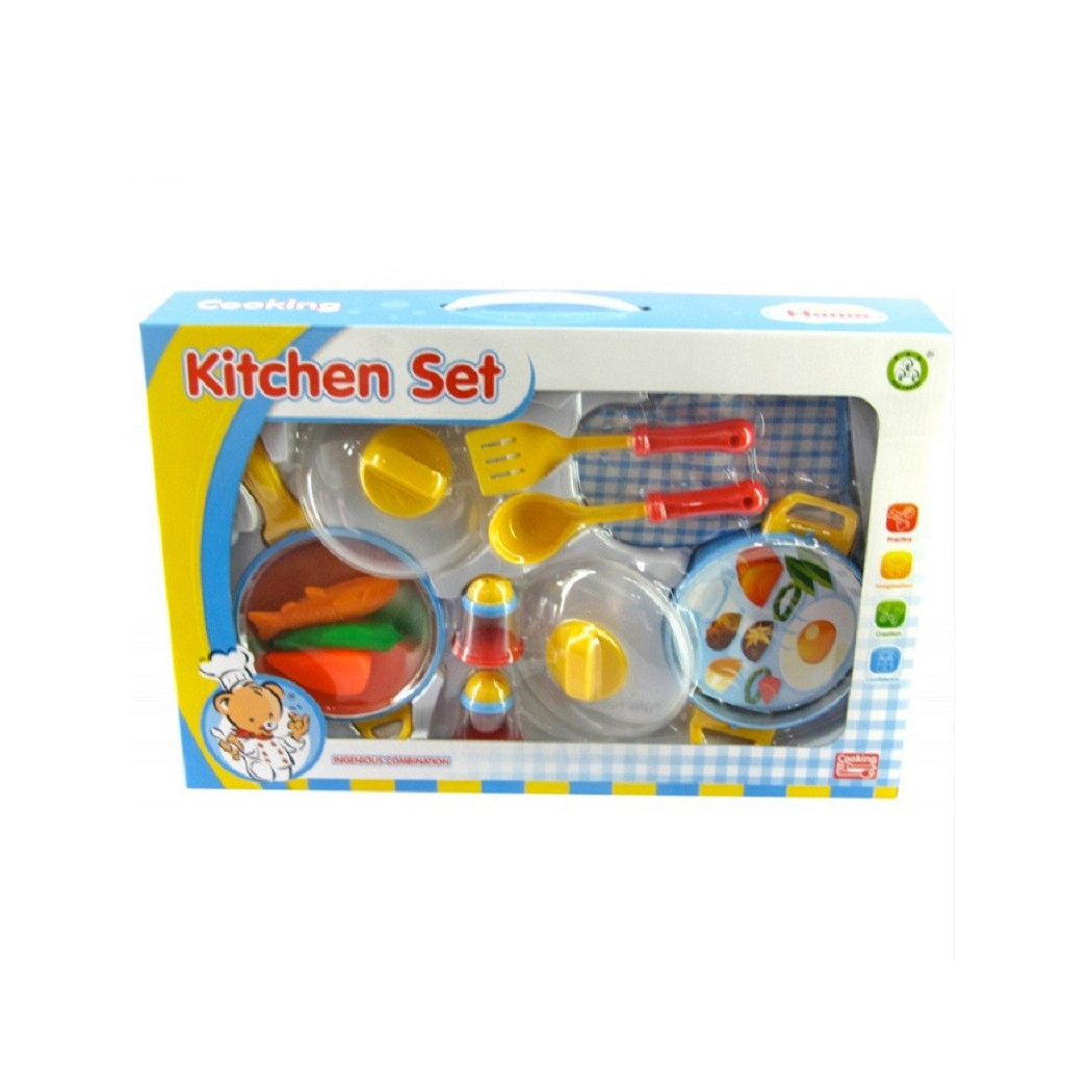 foto del prodotto trade shop set da cucina per bambini con pentole e mestoli accessori cucina 