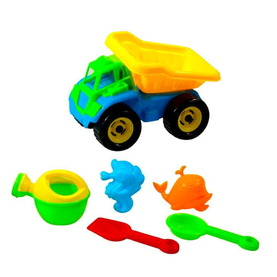 foto del prodotto trade shop set da spiaggia camion colorato per il mare con 5 accessori gioco bimbi et 18 