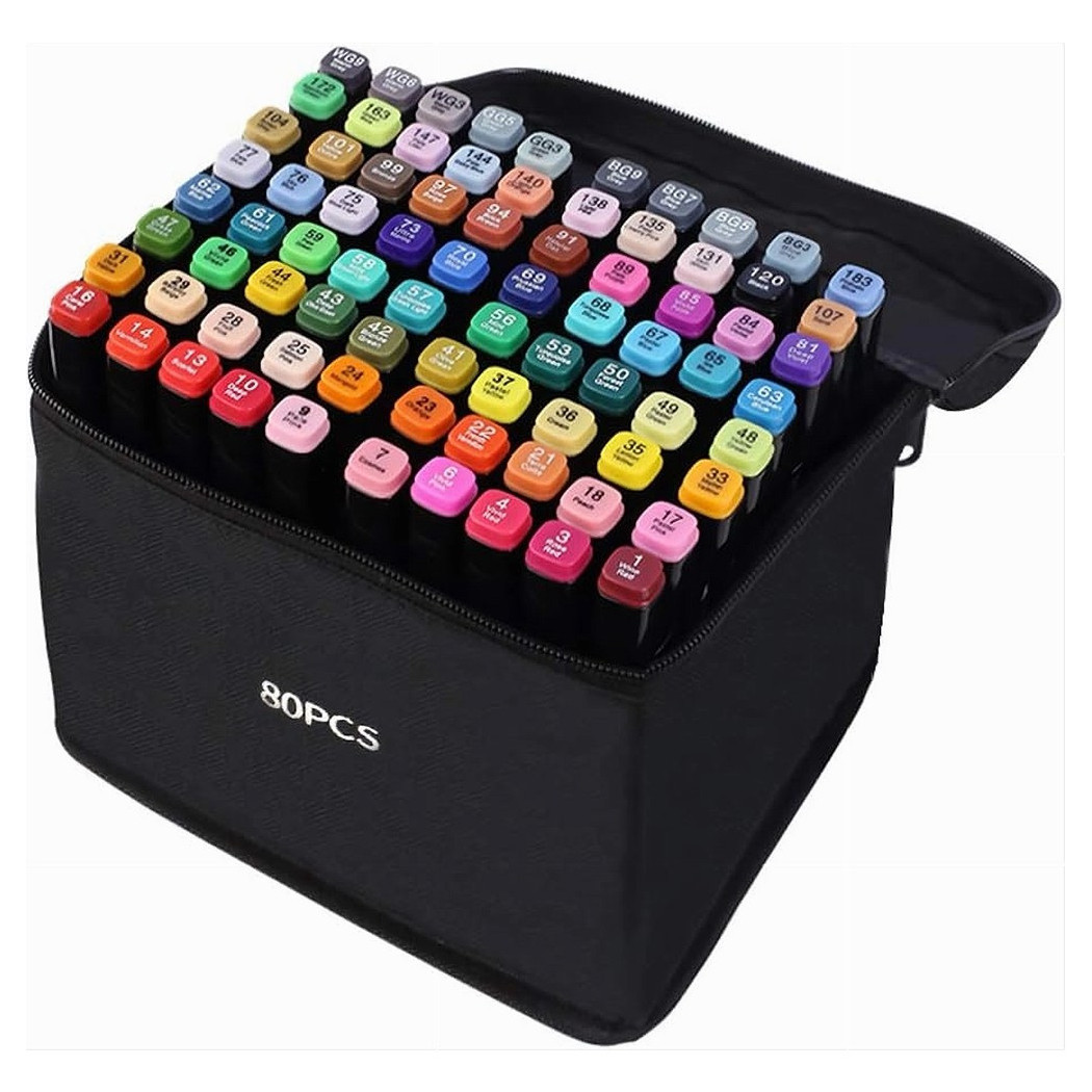 foto del prodotto trade shop set di 80 pennarelli colorati per graffiti con custodia campo di marcatura 