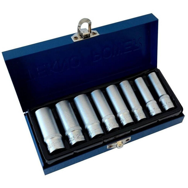 foto del prodotto trade shop set di chiavi bussola lunghe da 1 4 chrome vanadium 6 13 mm 8 pezzi candelette 