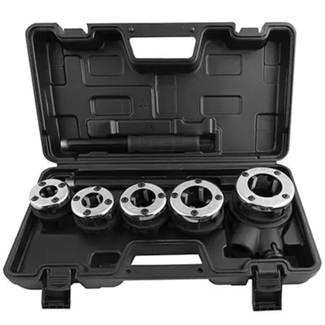 foto del prodotto trade shop - set filiera filiere per tubi idraulici completa 6 pezzi 3/8 1/2 3/4 1 1-1/4 -