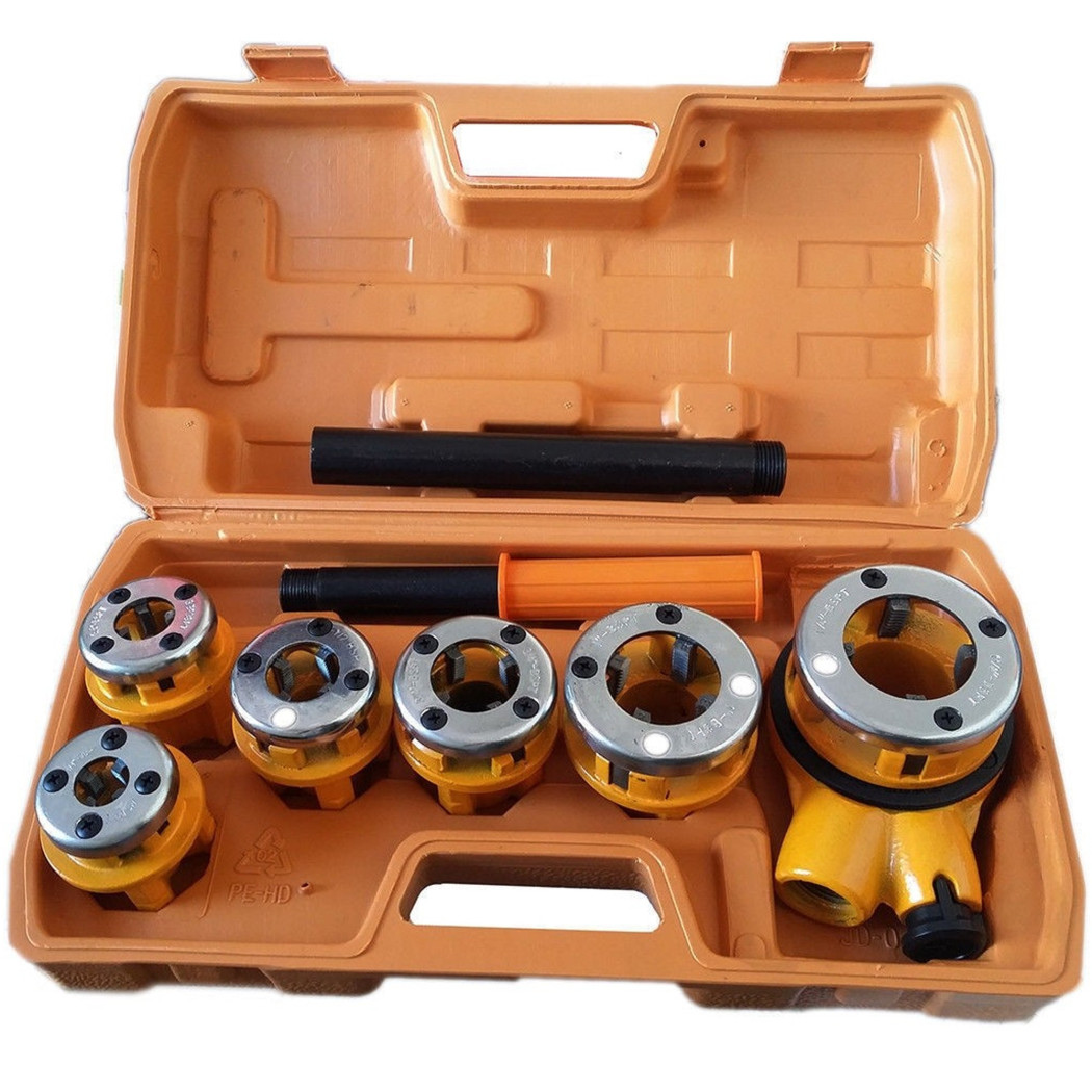 foto del prodotto trade shop - set filiera filiere per tubi idraulici completa 7pz 1 4 3 8 1 2 3 4 1 1-1 4 -