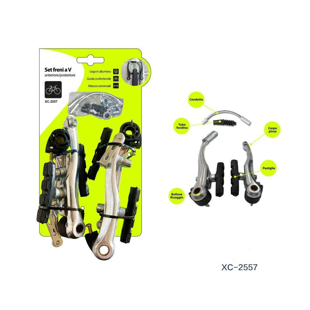 foto del prodotto trade shop set freni a v bulloni pastiglie condotto tubo fondina freno bicicletta xc 2557 