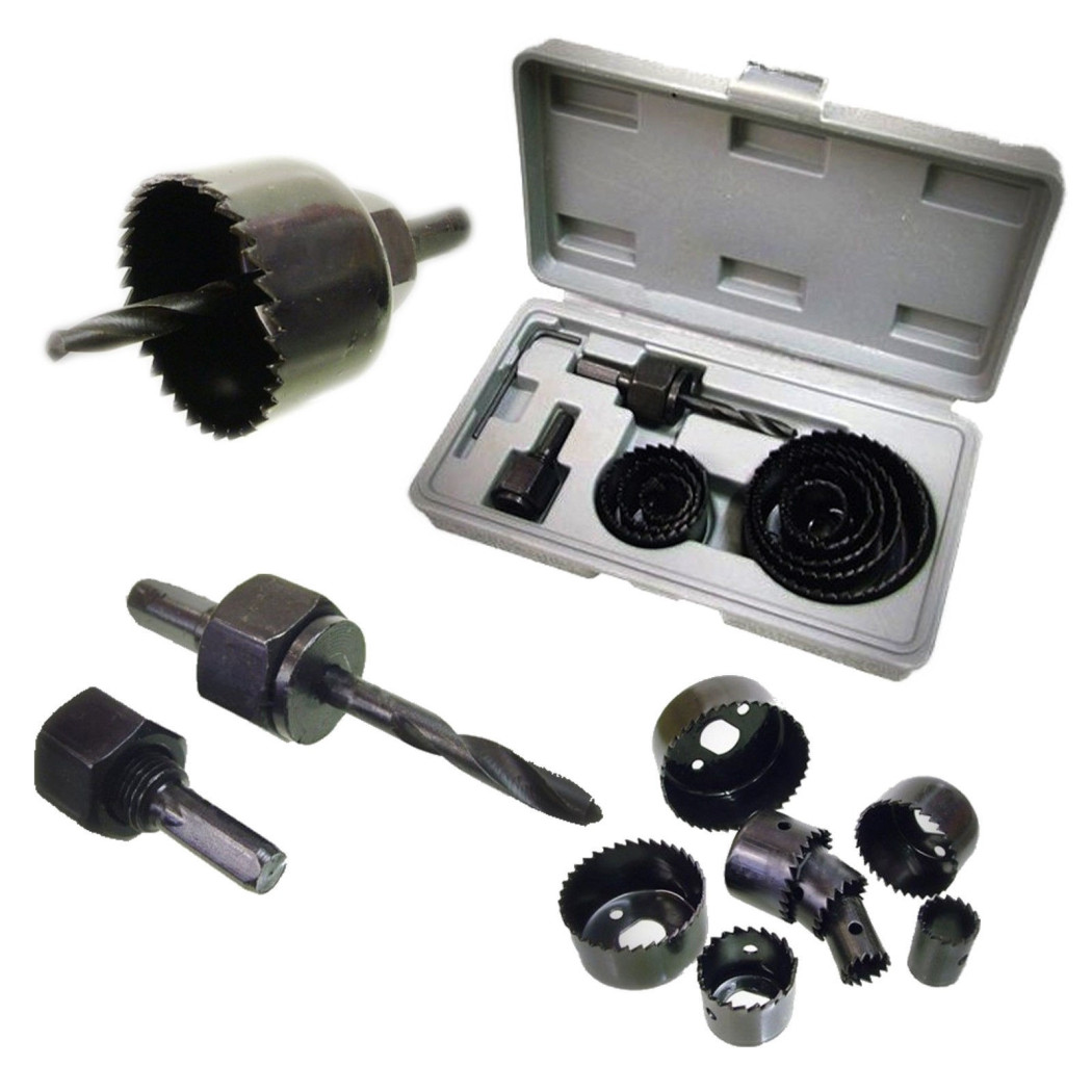 foto del prodotto trade shop set frese legno a tazza kit seghe fora legno plastica 11 pz attacco per trapano 