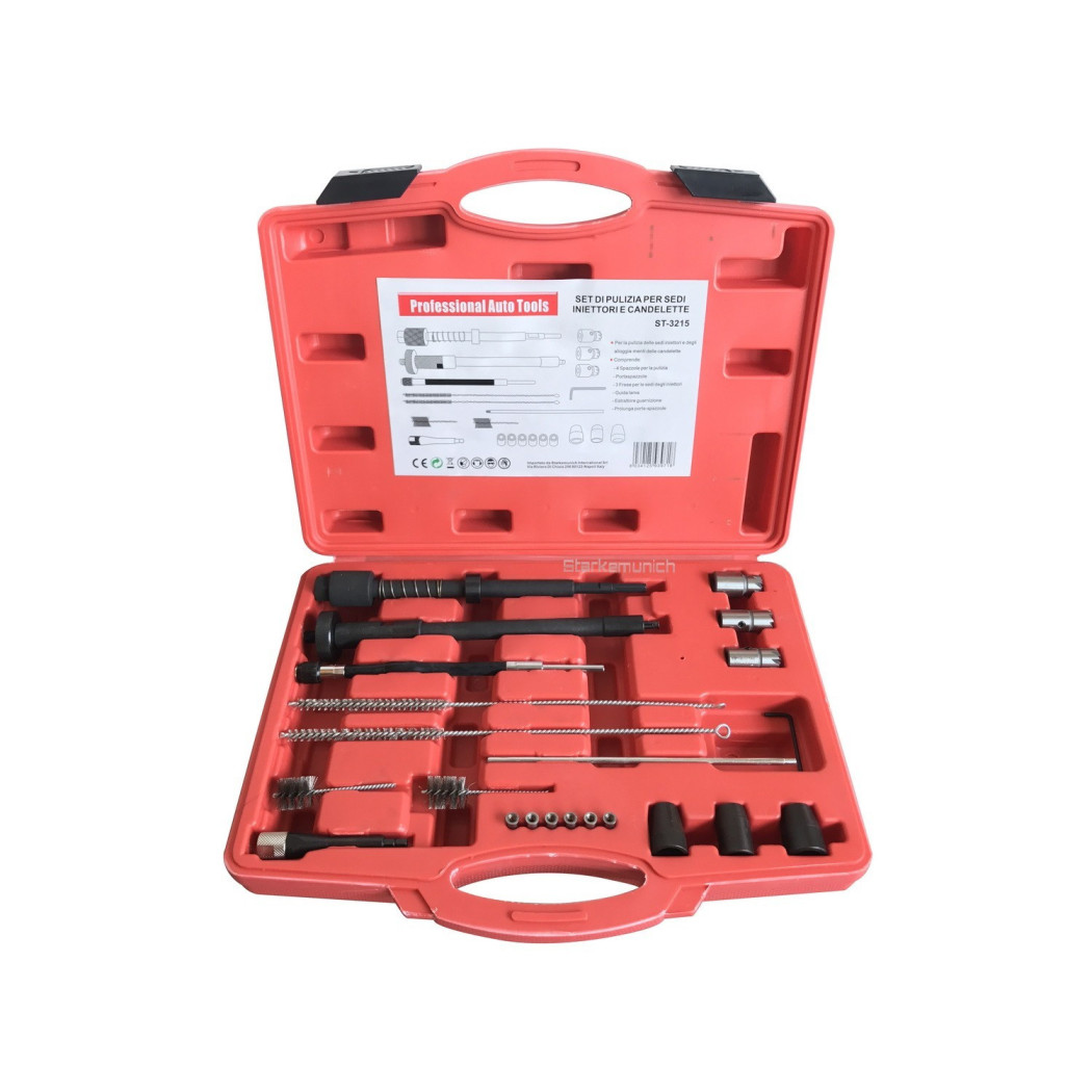 foto del prodotto trade shop set frese pulizia sede iniettori e sede candelette motori auto 22 pz valigetta 