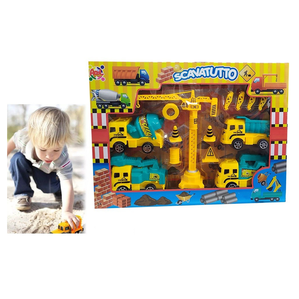 foto del prodotto trade shop set gioco scavatutto per bambini mini gru 3 anni playset modellini accessori 