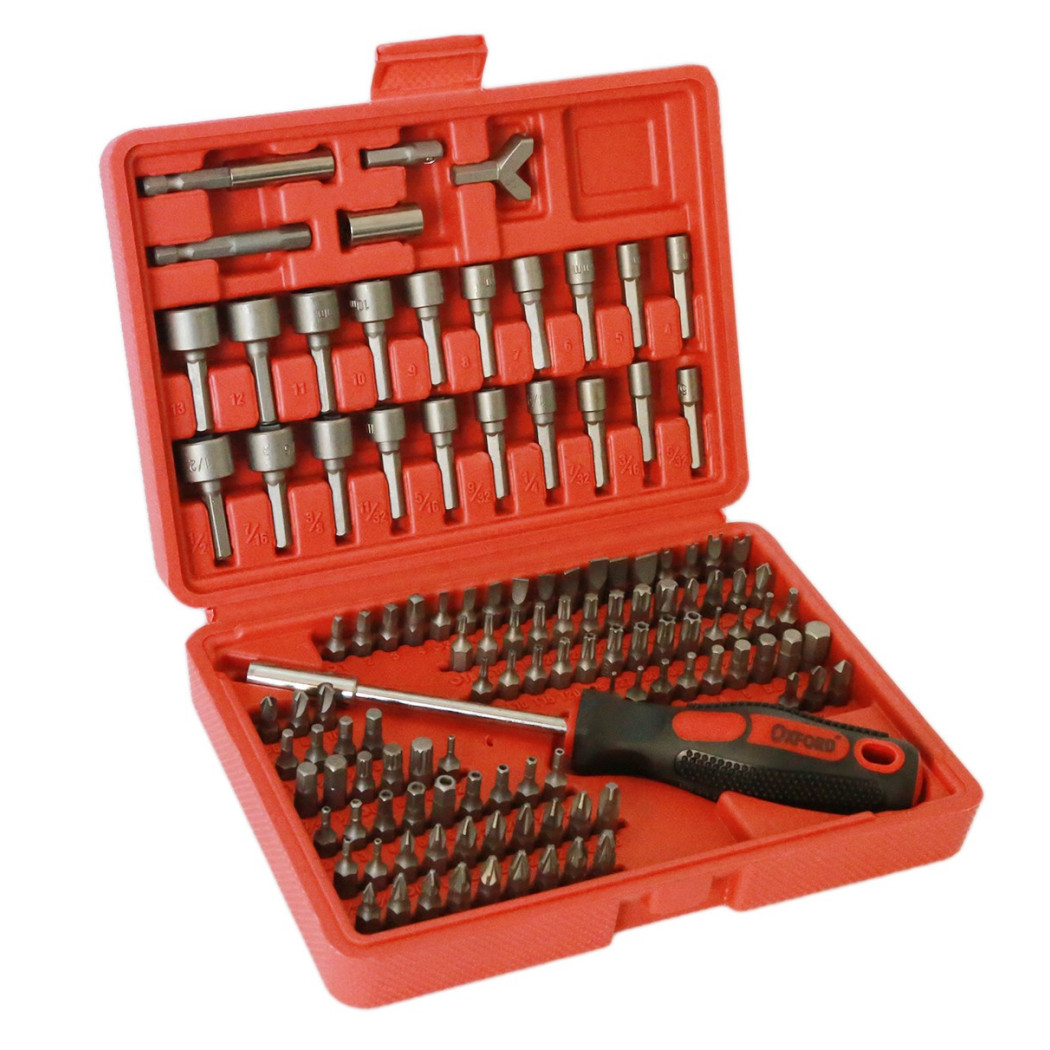 foto del prodotto trade shop set kit 122 pz inserti cacciavite giraite con prolunga bussole torx valigetta 
