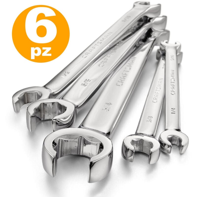 foto del prodotto trade shop set kit 6 chiavi poligonali doppie aperte chrome vanadium chiave a stella anello 