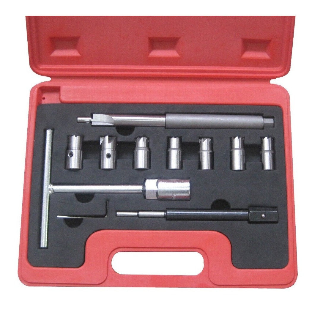foto del prodotto trade shop set kit alesatori per la pulizia iniettore iniettori auto motore diesel 11 pz 