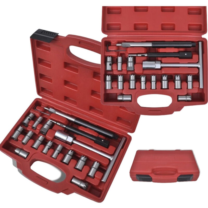 foto del prodotto trade shop set kit alesatori per la pulizia iniettore iniettori auto motore diesel 17 pz 