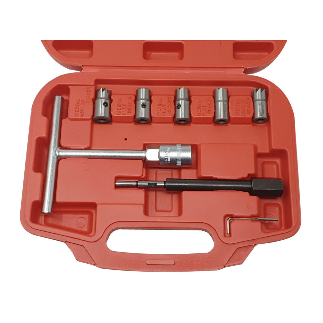 foto del prodotto trade shop set kit alesatori per la pulizia iniettore iniettori auto motore diesel 8 pezzi 