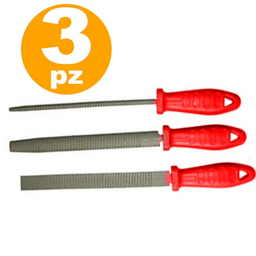 foto del prodotto trade shop set lime e raspe lima raspa per metallo ferro legno 3pezzi 200mm limatura 
