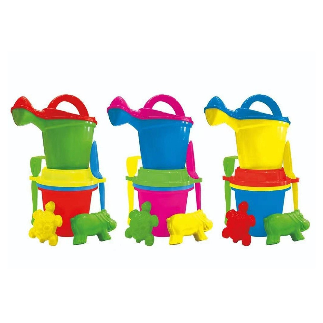 foto del prodotto trade shop set mare secchiello innaffiatoio formine giocattoli bambini vari colori 000139a 