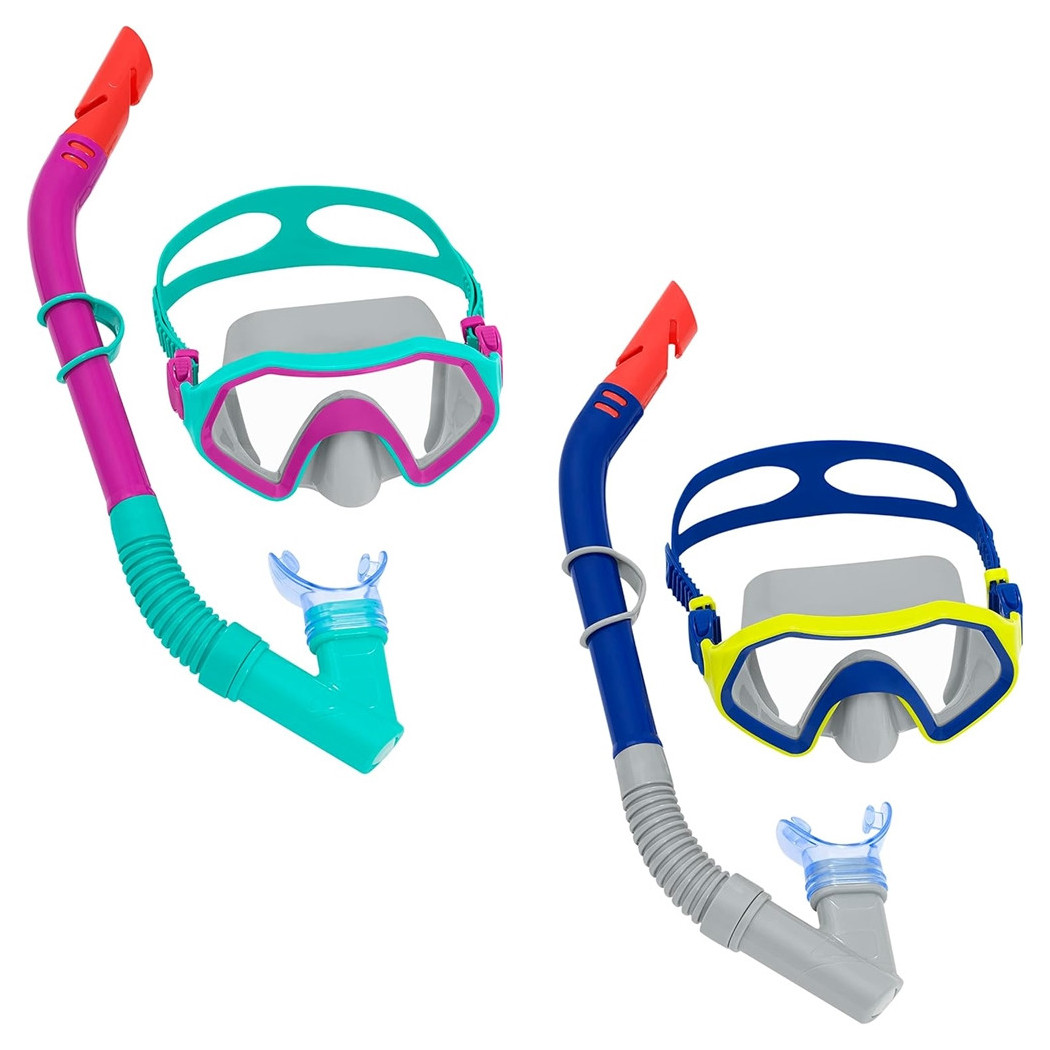 foto del prodotto trade shop set maschera per snorkeling con boccaglio per bambini 7 14 anni colori ass 24025 