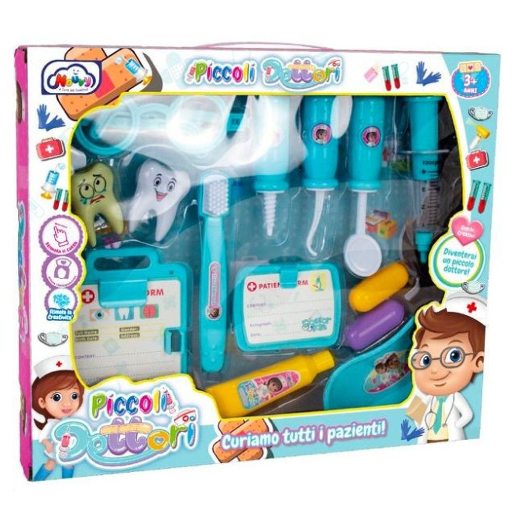 foto del prodotto trade shop set piccoli dottori dentista scatola composta da 14 pezzi giocattolo per bambini 
