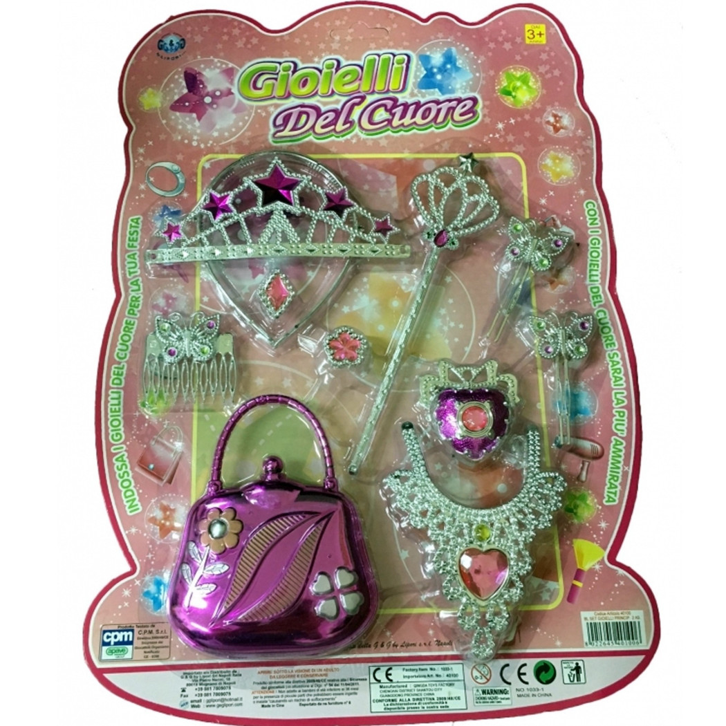 foto del prodotto trade shop set principessa del cuore beauty corona collana borsetta anelli gioco bambina 