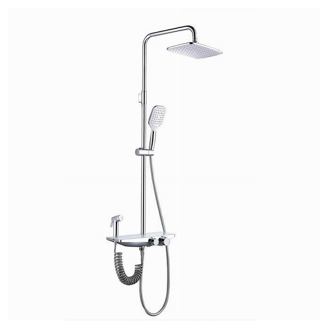 foto del prodotto trade shop set saliscendi colonna doccia bagno soffione doccetta bidet rubinetto cromato 87341 