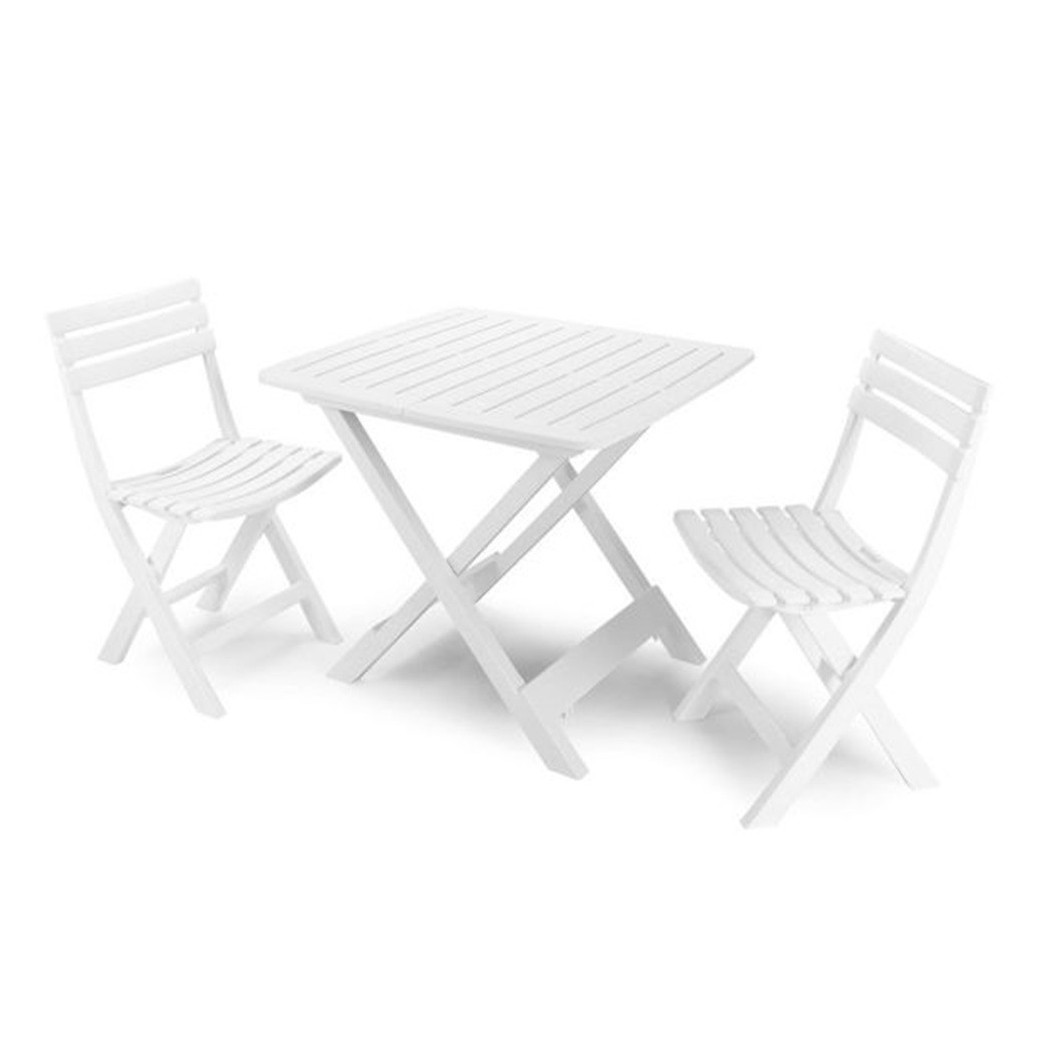 foto del prodotto trade shop set salotto con 2 sedie tavolo da giardino pieghevole resistente camping bianco 006669 