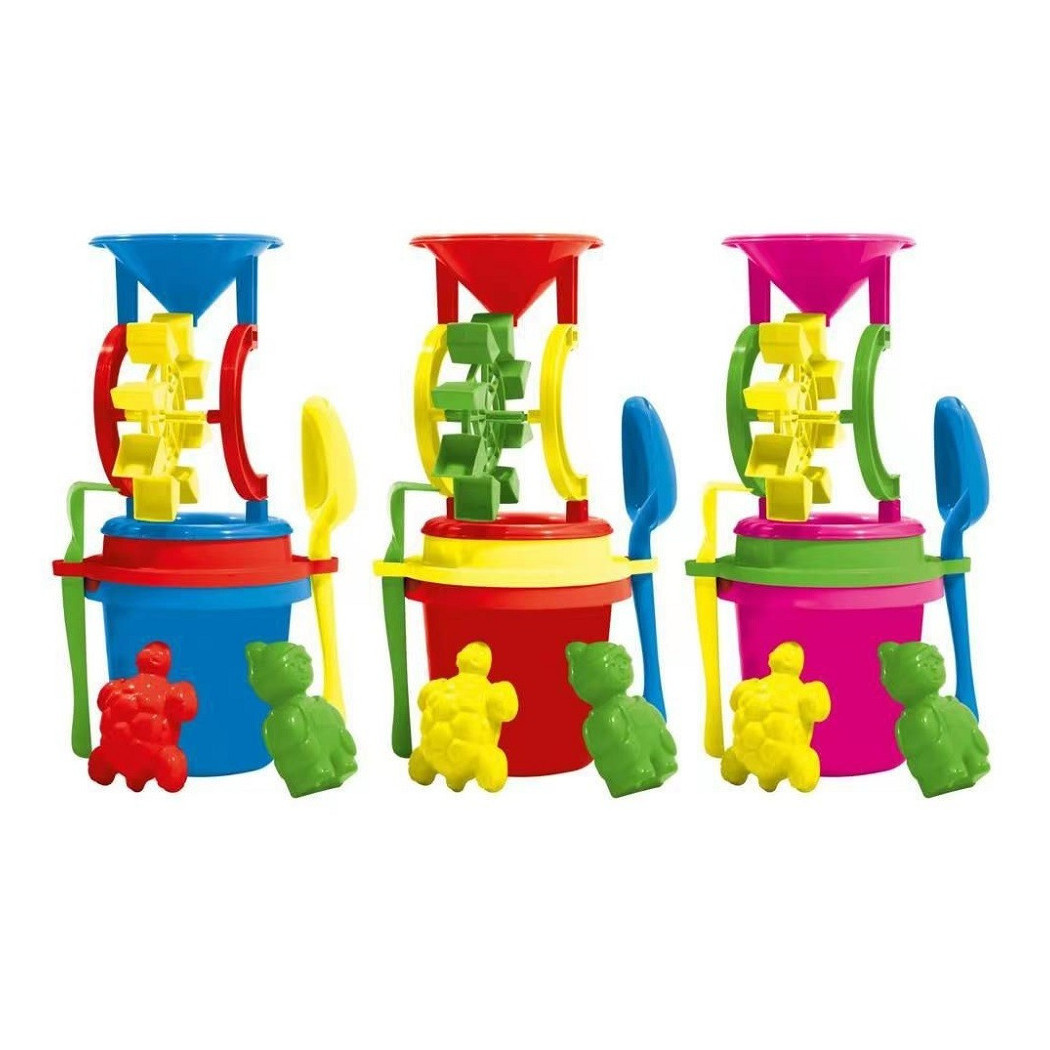 foto del prodotto trade shop set secchiello mare mulino piccolo accessori formine paletta colori ass 000108a 