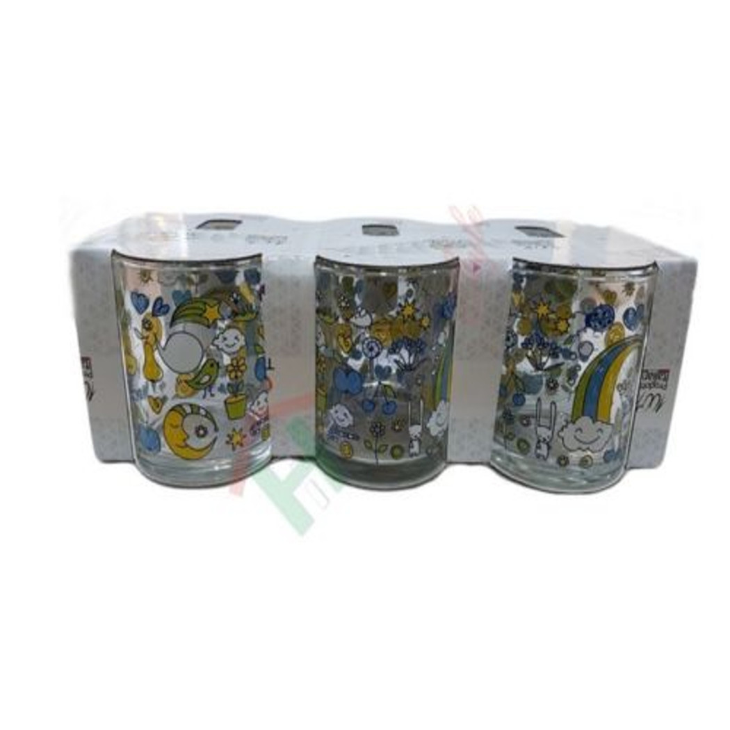foto del prodotto trade shop set servizio 6 pezzi bicchieri vetro decorati passerotti luna cuore 